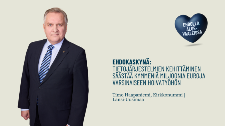 Ehdokaskynä: Tietojärjestelmien kehittäminen säästää kymmeniä miljoonia euroja varsinaiseen hoivatyöhön